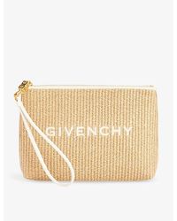 Givenchy - Logo-embroidered Raffia Pouch - Lyst