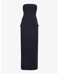 4th & Reckless - Carly Pinstriped Stretch-woven Midi Dress - Lyst