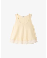 Sandro - Sleeveless Lace-Trim Satin Top - Lyst
