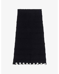 Maje - Jewelled-Flower Scalloped-Edge Knitted Midi Skirt - Lyst