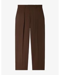 Sandro - Wide-Leg Regular-Fit Wool-Blend Trousers - Lyst
