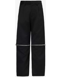 VAQUERA - Zip-embellished Pleated Wide-leg High-rise Wool-blend Trousers - Lyst