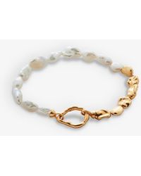 Monica Vinader - Keshi Recycled 18ct Yellow Gold-plated Vermeil Sterling Silver And Freshwater Pearl Bracelet - Lyst