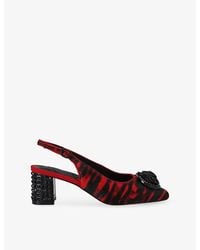 Kurt Geiger - Chelsea Block-Heel Leather Slingback Pumps - Lyst