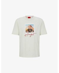 HUGO - Logo And Animal-print Cotton-jersey T-shirt X - Lyst