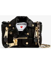 Moschino - In Love We Trust Biker Satin Shoulder Bag - Lyst