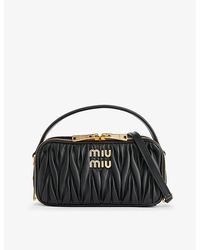 Miu Miu - Branded Matelassé Leather Cross-body Bag - Lyst