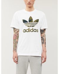 adidas Camouflage Trefoil Logo Cotton-jersey T-shirt - White