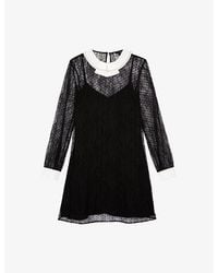 The Kooples - Lace Contrast-Collar Woven Mini Dress - Lyst