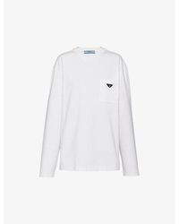 Prada - Logo-plaque Oversized-fit Cotton-jersey T-shirt Xx - Lyst