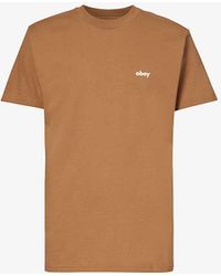Obey - Branded-print Short-sleeved Cotton-jersey T-shirt - Lyst