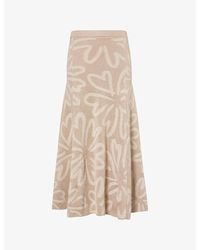 Yasmina Q - Salma Floral-Print Knitted Midi Skirt - Lyst