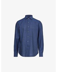 Corneliani - Curved-hem Cutaway-collar Classic-fit Linen Shirt - Lyst