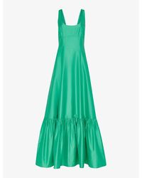 Whistles - Scoop-Neck Frilled-Hem Taffeta Maxi Dress - Lyst