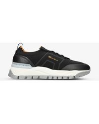 Santoni - Tech-knit Woven And Leather Low-top Trainers - Lyst