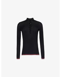 Gucci - Polo-Collar Striped-Trim Cashmere-Silk Blend Knit Top - Lyst