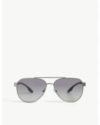 Prada Linea Rossa 54ts Aviator Sunglasses - Grey