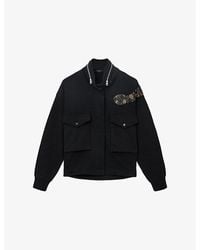 AllSaints - Ouros Clarie Snake-Embellished Cotton Jacket - Lyst