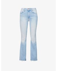 Mother - The Weekender Frayed-hem High-rise Stretch-denim Jeans - Lyst