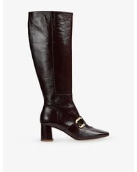 LK Bennett - Gigi Patent-Leather Heeled Knee-High Boots - Lyst