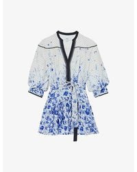 Reiss - Anisa Floral-Print Woven Mini Dress - Lyst