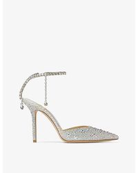 Jimmy Choo - Saeda 100 Crystal-Embellished Satin Courts - Lyst