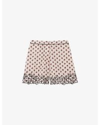 Claudie Pierlot - Embroidered Floral-Print Cotton-Poplin Shorts - Lyst