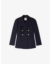 Sandro - Double-Breasted Slim-Fit Wool-Blend Blazer - Lyst