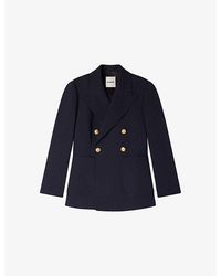 Sandro - Double-Breasted Slim-Fit Wool-Blend Blazer - Lyst