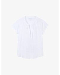 The White Company - The Company Open-neck Short-sleeve Linen T-shirt - Lyst