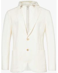Eleventy - Hooded Notched-lapel Linen And Cotton-blend Blazer - Lyst