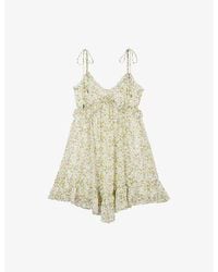 The Kooples - V-Neck Floral-Print Woven Mini Dress - Lyst