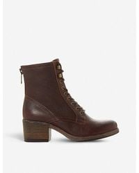 Bertie Painter Grained-leather Heeled Ankle Boots - Brown
