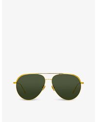 Linda Farrow - Roberts Lfl1078 C1 22ct -plated Titanium Aviator-frame Sunglasses - Lyst