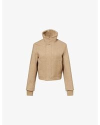 Victoria Beckham - Long-Sleeve Textured Wool-Blend Bomber Jacket - Lyst