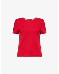 ME+EM - Round-Neck Contrasting-Trim Cotton T-Shirt - Lyst