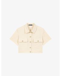 Maje - Short-Sleeved Cropped Cotton Jacket - Lyst
