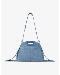 Maje - Miss M Mini Stud-embellished Denim Cross-body Bag - Lyst