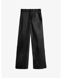 JOSEPH - Alana Belt-Loop Wide-Leg High-Rise Leather Trousers - Lyst