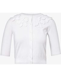 Valentino Garavani - Floral-pattern Slim-fit Cotton-knit Cardigan - Lyst