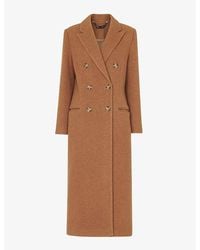 Whistles - Point-Collar Double-Breasted Textured-Wool Coat - Lyst