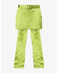 Self-Portrait - Bow Belted-Waist Satin Mini Skirt - Lyst