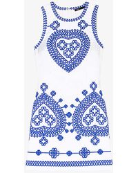 Maje - Embroidered Sleeveless Stretch-cotton Mini Dress - Lyst