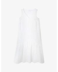 The White Company - The Company V-neck Curved-hem Linen Maxi Dress - Lyst