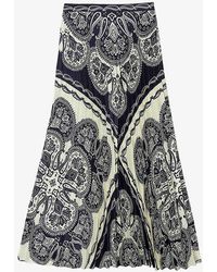 Sandro - Henne Bandana-pattern Pleated Woven Maxi Skirt - Lyst