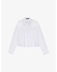 Maje - Cropped Crochet-Collar Cotton Shirt - Lyst