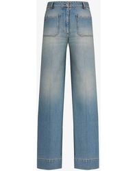 Victoria Beckham - Alina Wide-leg High-rise Stretch-denim Jeans - Lyst