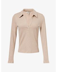 ME+EM - Collard Ribbed Cotton-Blend Polo Top - Lyst