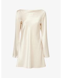 Reformation - Pike Bell-Sleeve Satin Mini Dress - Lyst