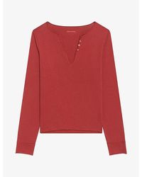 Zadig & Voltaire - Tuni Long-Sleeved Cotton-Jersey T-Shirt - Lyst